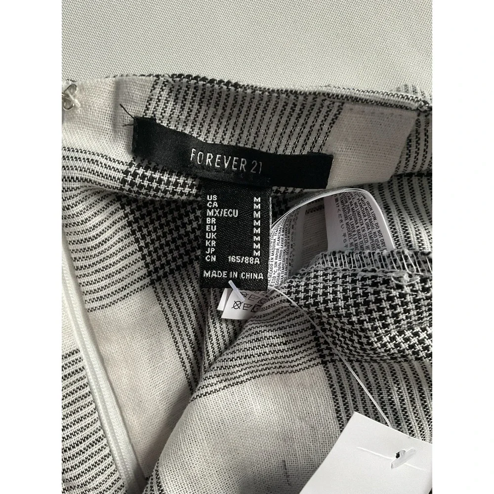 Forever 21 Womens  Plaid Médium A-line‎ Maxi Skirt Grey White
